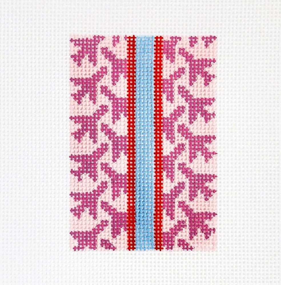 Small Pink Airplane Houndstooth Needlepoint Canvas