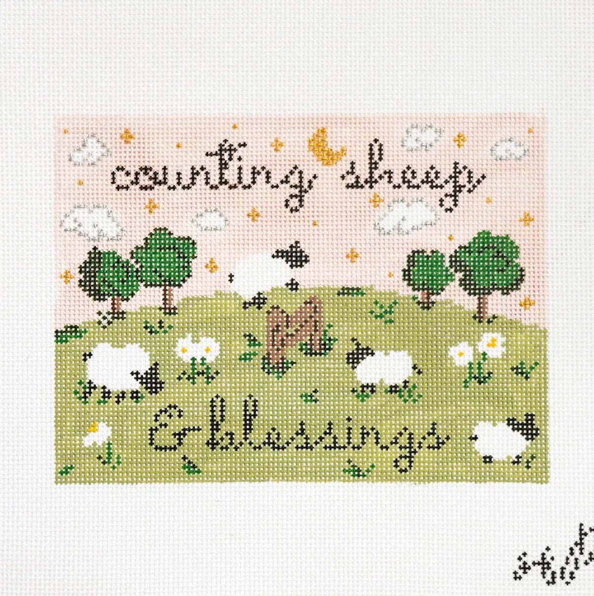 Counting Sheep & Blessings Needlepoint Canvas