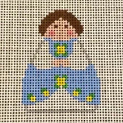 Blue Angel with Yellow Flowers Stitch-It Angel Needlepoint Canvas