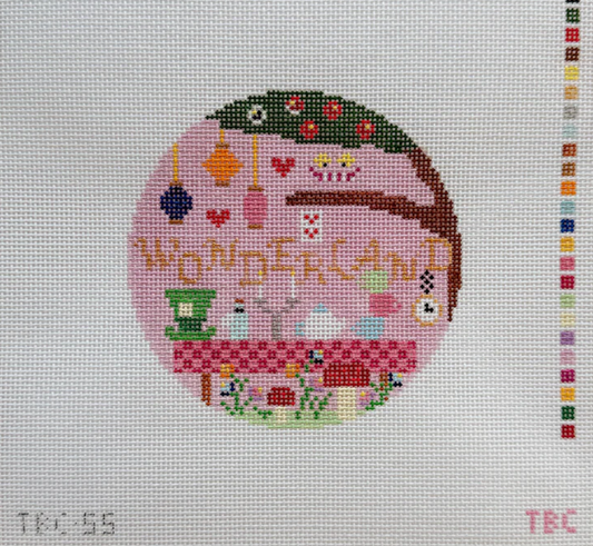 Wonderland Round Needlepoint Canvas