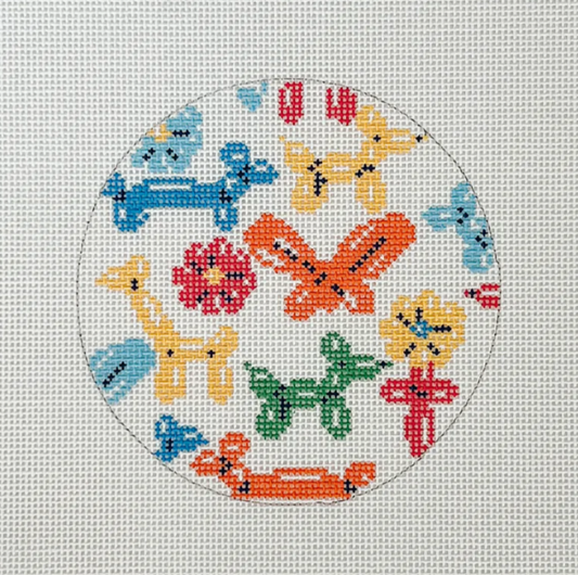 Balloon Party Round Needlepoint Canvas