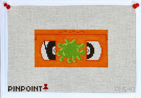 90s Orange VHS Tape Needlepoint Canvas