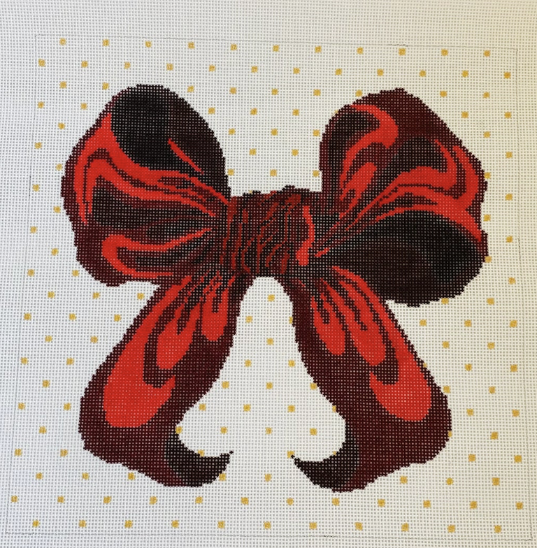 Large Bow - Red Needlepoint Canvas