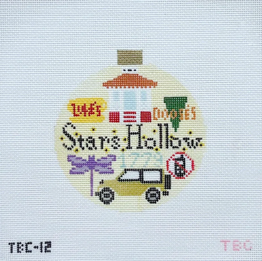 Stars Hollow Round Needlepoint Canvas
