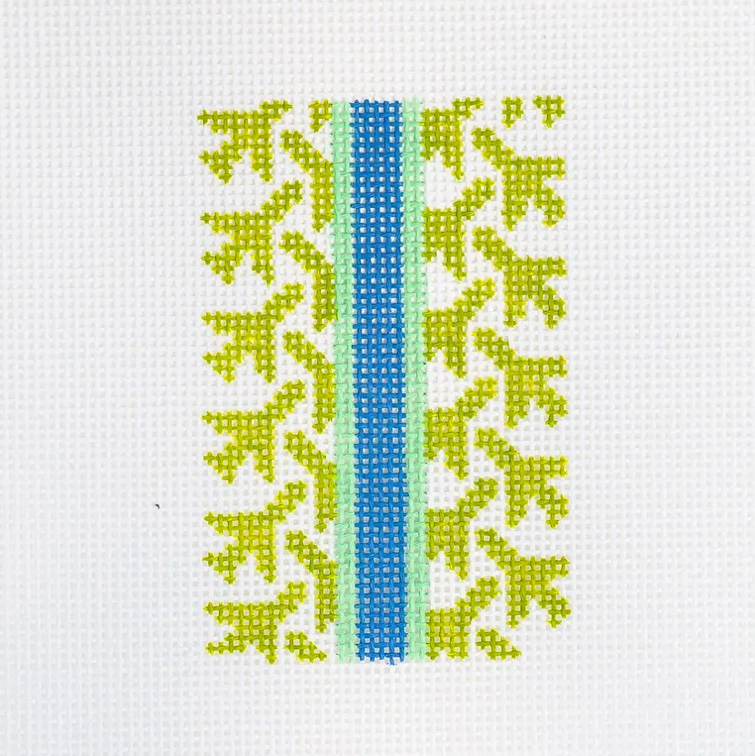 Small Green Airplane Houndstooth Needlepoint Canvas