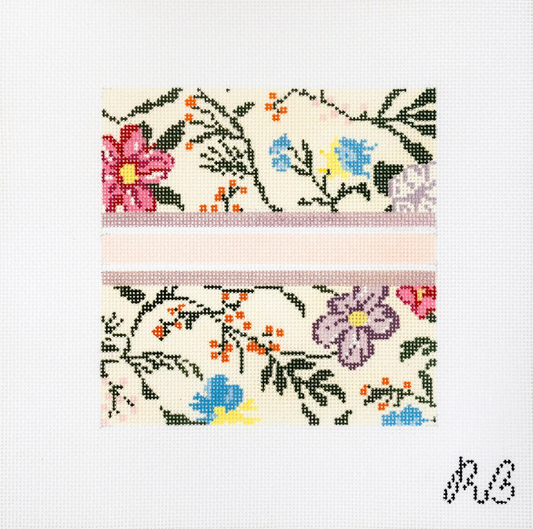 Floral Square Small Needlepoint Canvas