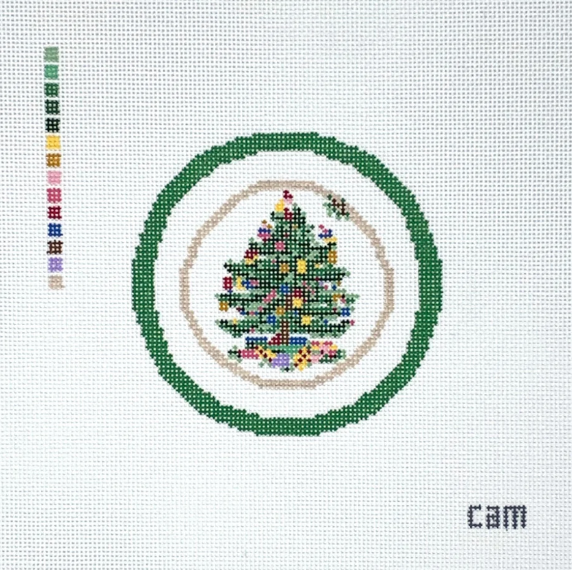 Christmas Plate Round Needlepoint Canvas