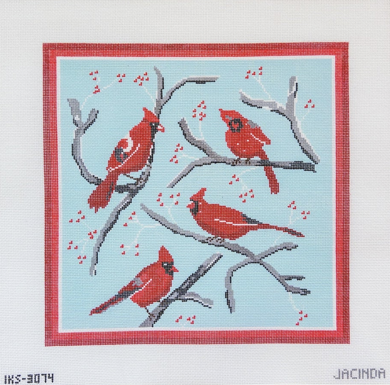 Winter Cardinals Needlepoint Canvas