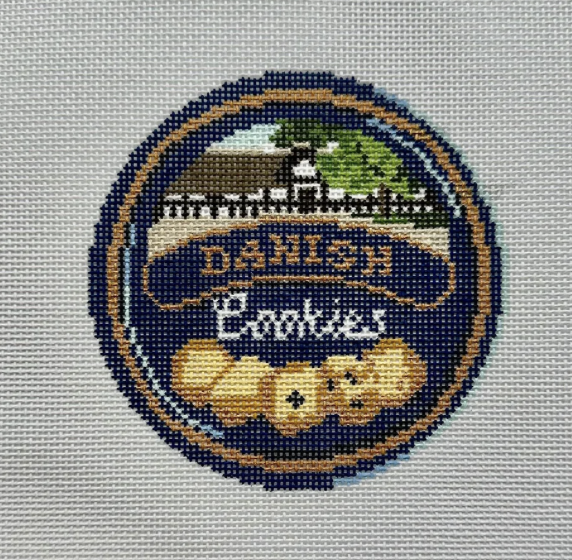 Danish Butter Cookies Round Needlepoint Canvas