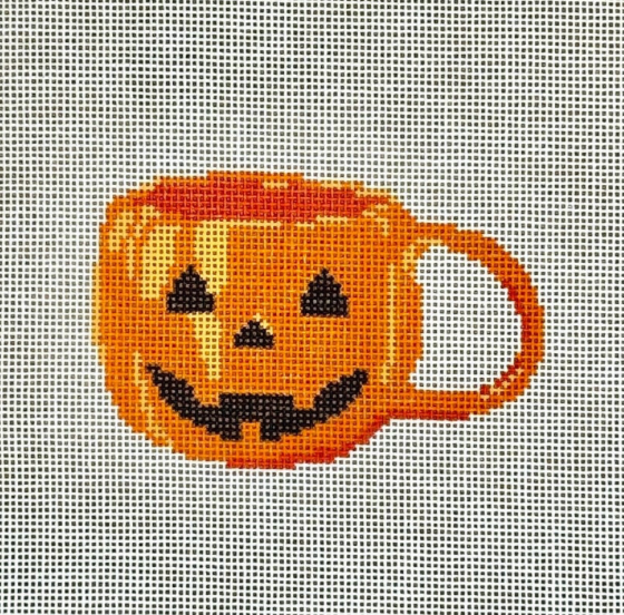Halloween Pumpkin Mug Needlepoint Canvas – Solo Daughter Stitchery