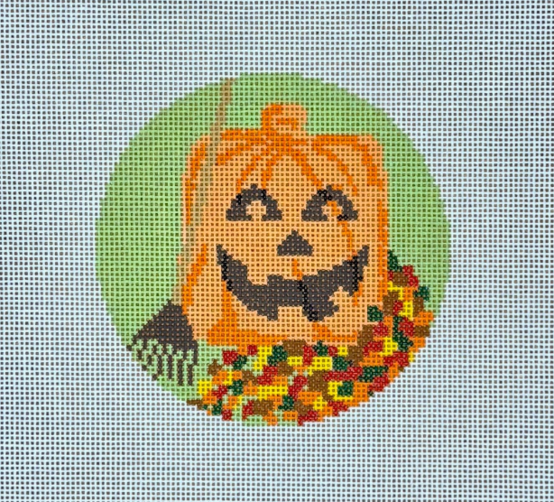 Pumpkin Lawn Bag Round Needlepoint Canvas