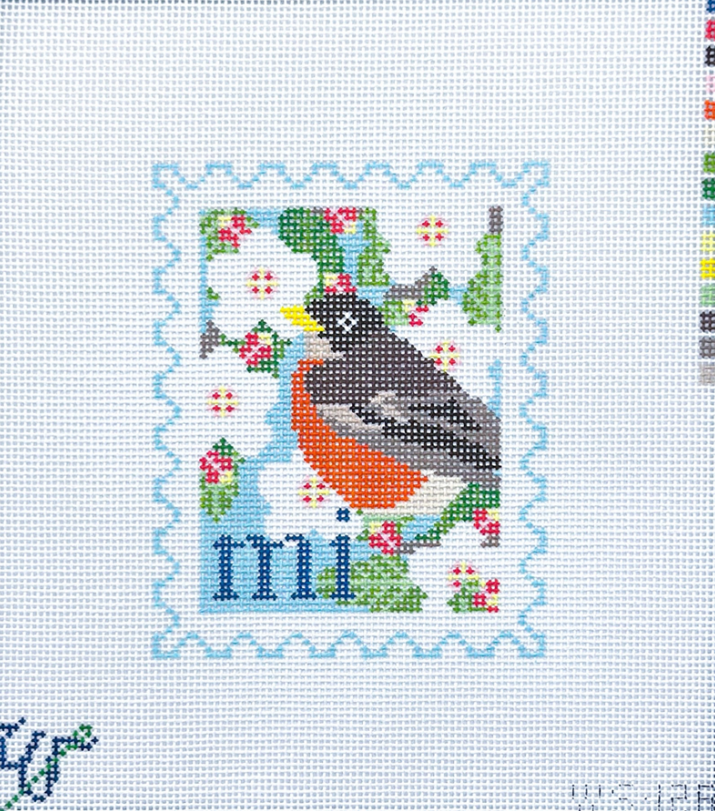 Michigan Stamp Needlepoint Canvas