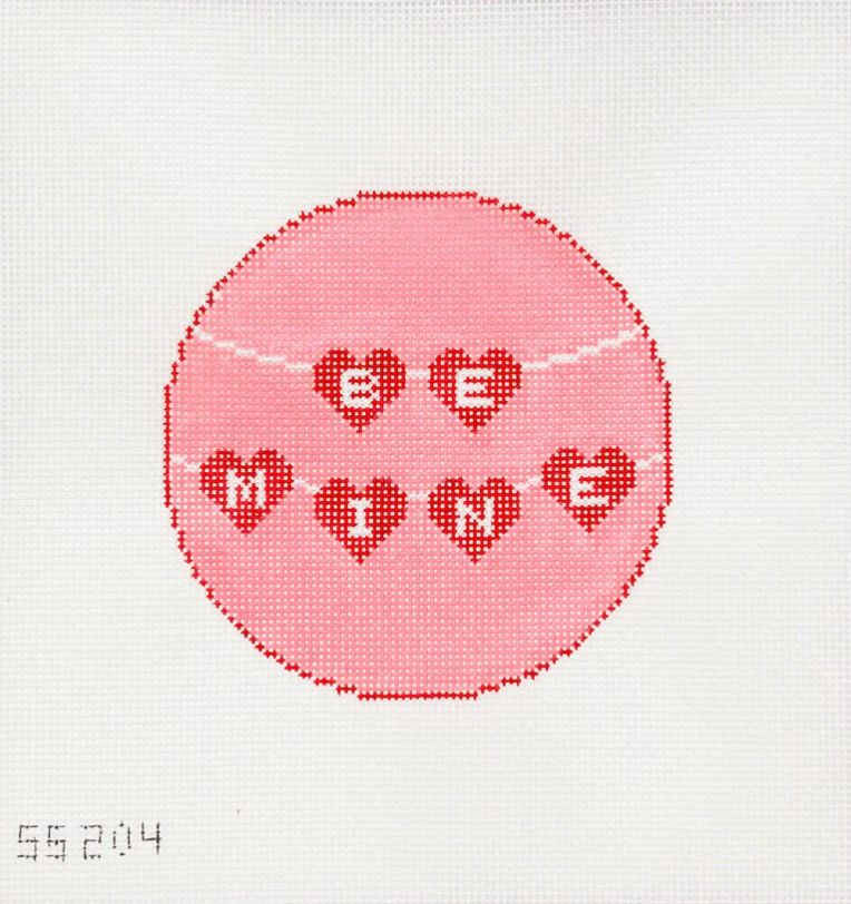 Be Mine Round Needlepoint Canvas & Stitch Guide