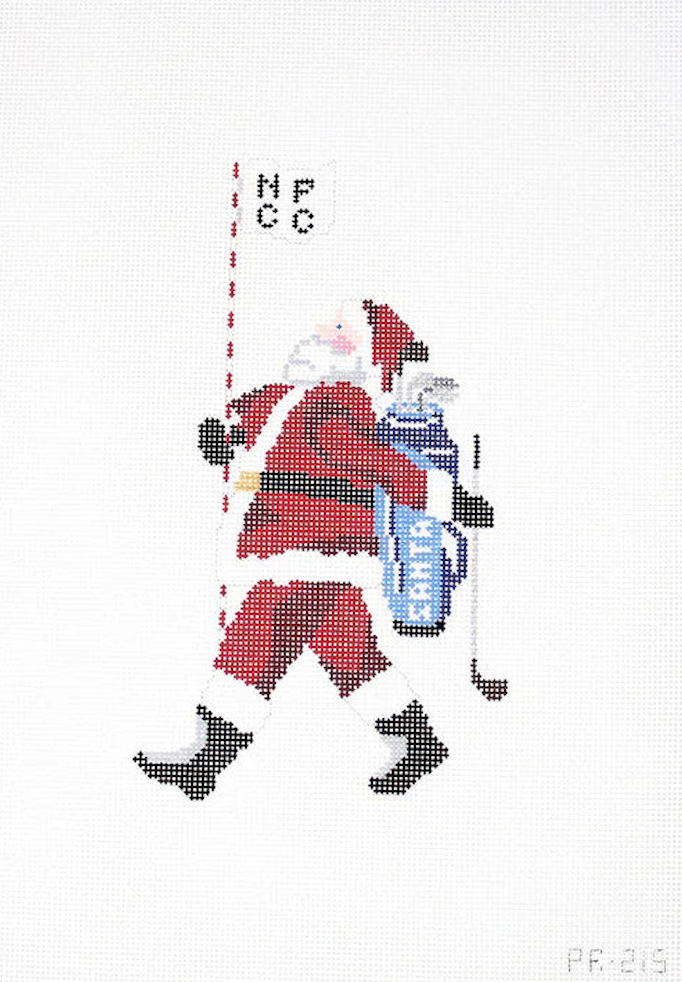 Large Santa Golfer Needlepoint Canvas