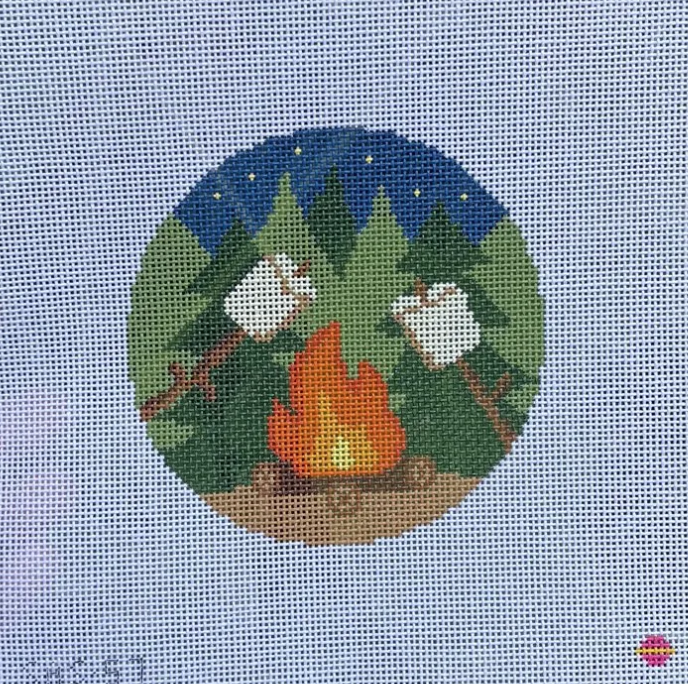 By the Campfire Round Needlepoint Canvas