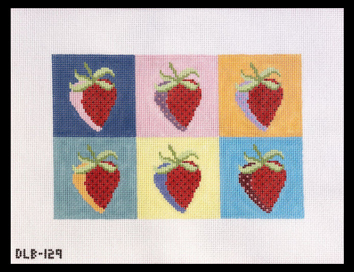 Colorful Strawberries Needlepoint Canvas
