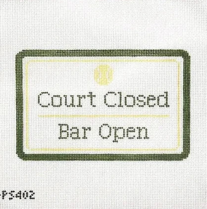 Tennis Court Closed Bar Open Needlepoint Canvas