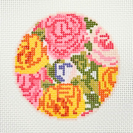 Grandma's Roses Round Needlepoint Canvas