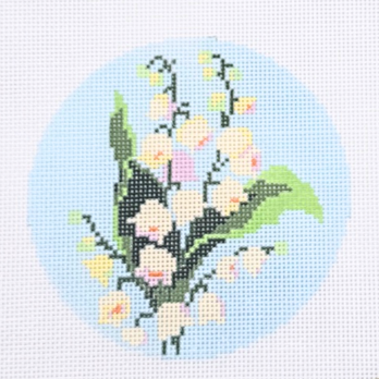 Flowers of the Bible: Lily of the Valley Round Needlepoint Canvas