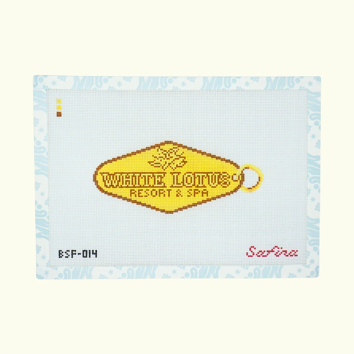 The White Lotus Key Tag Needlepoint Canvas