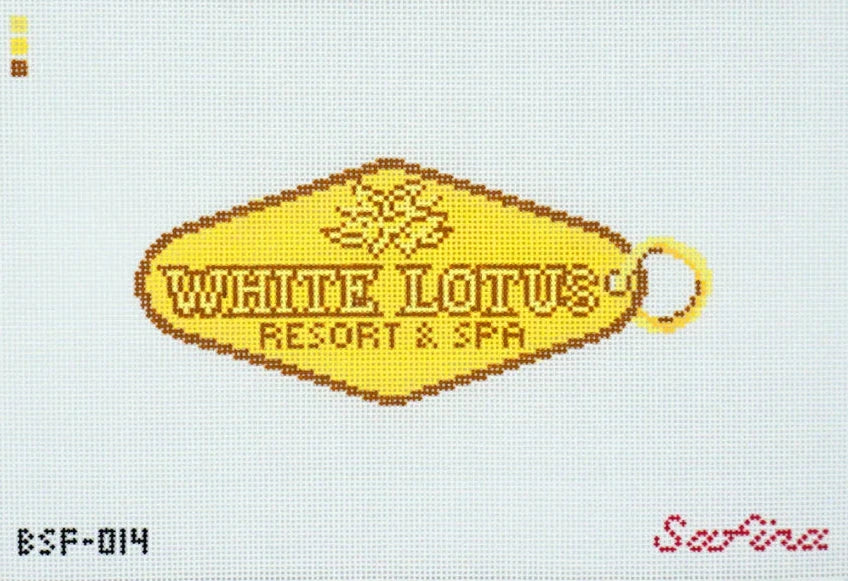 The White Lotus Key Tag Needlepoint Canvas