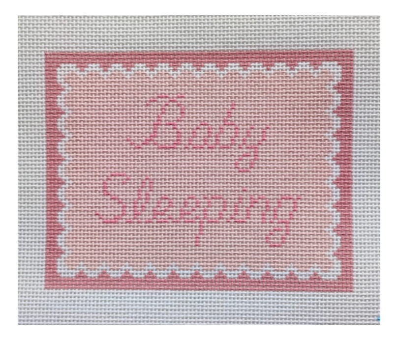 Baby Sleeping - Pink Scallops Needlepoint Canvas