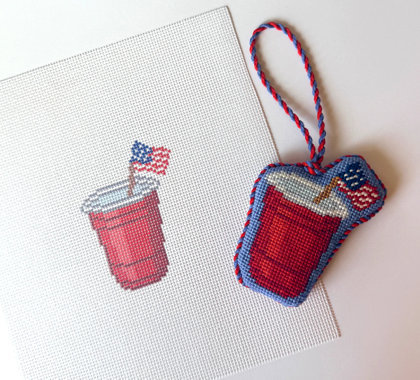 Mini Solo Cup with USA Flag Needlepoint Canvas