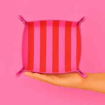 Pink and Red Striped Valet Tray
