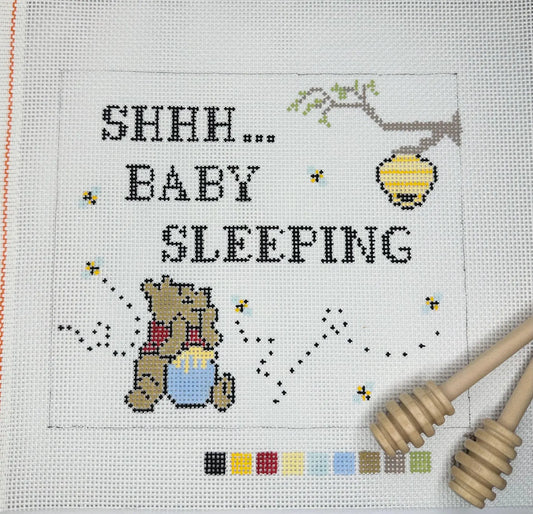 Shh Baby Sleeping Needlepoint Canvas