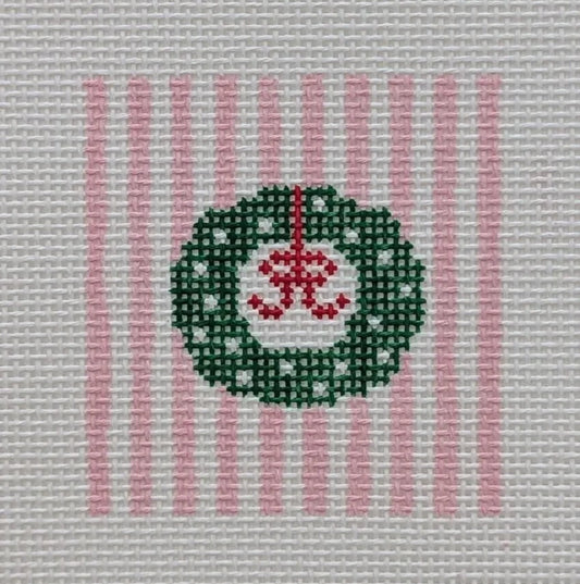 Preppy Christmas Wreath Needlepoint Canvas