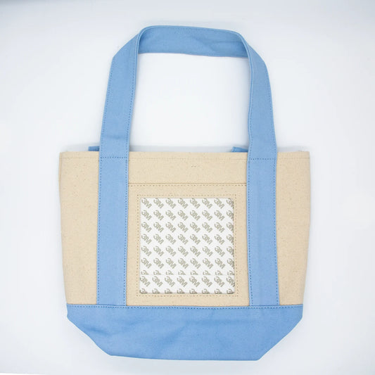 Self Finishing Light Blue Mini Canvas Tote Bag with 5x5 Insert Slot