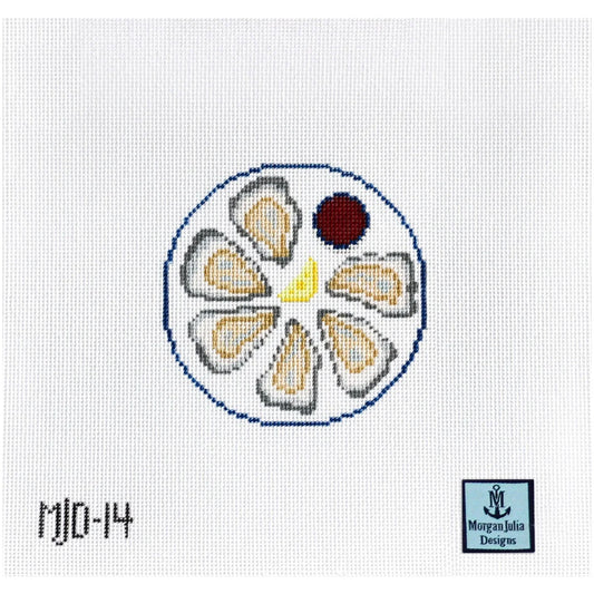 Oysters on the Half Shell Round Needlepoint Canvas