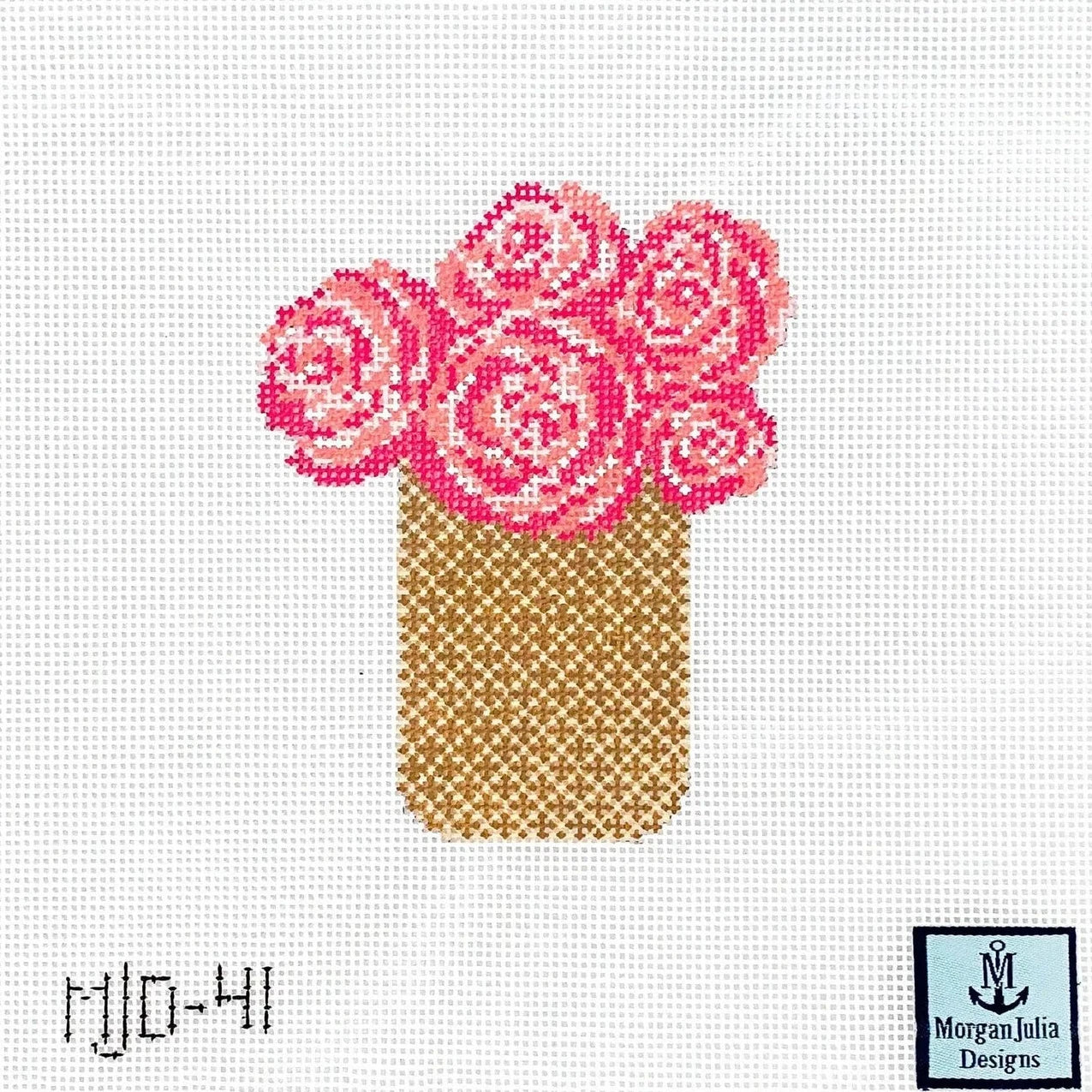 Peony Basket Needlepoint Canvas