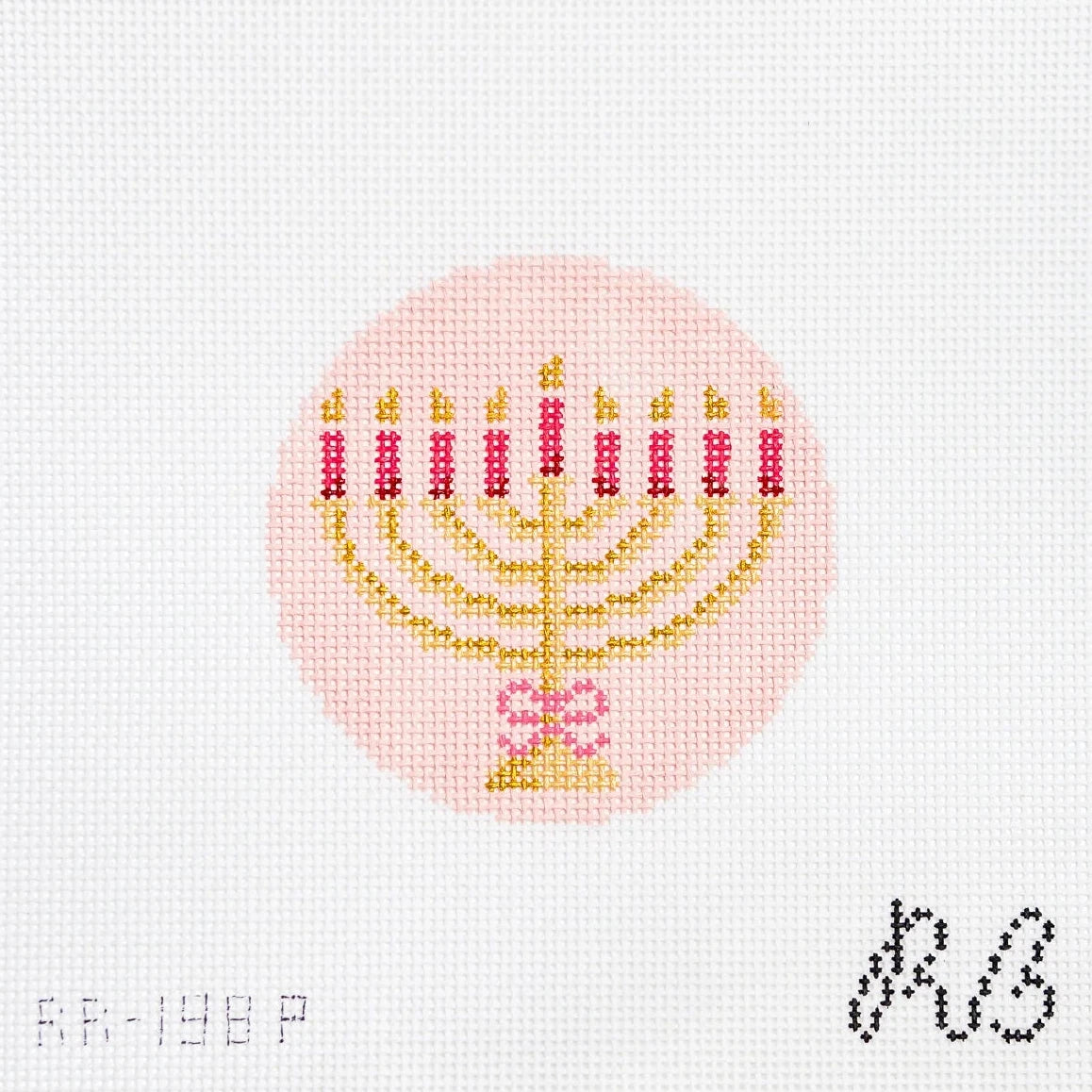 Pink Festival of Lights Round Needlepoint Canvas