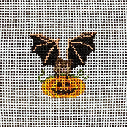Bat on Pumpkin (13 Mesh) Needlepoint Canvas
