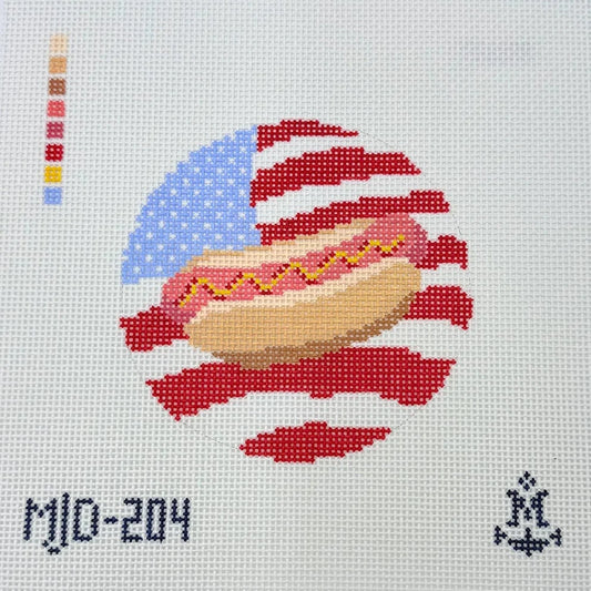 American Flag Hot Dog Needlepoint Canvas