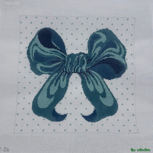 Large Bow - Blue Needlepoint Canvas