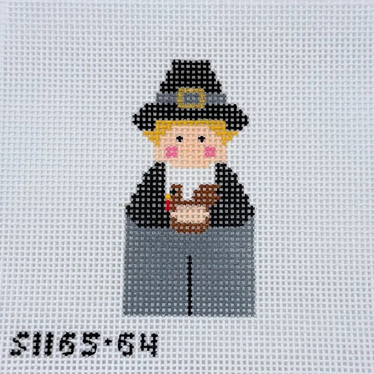 Pilgrim Boy With Turkey Stitch-It Angel Needlepoint Canvas