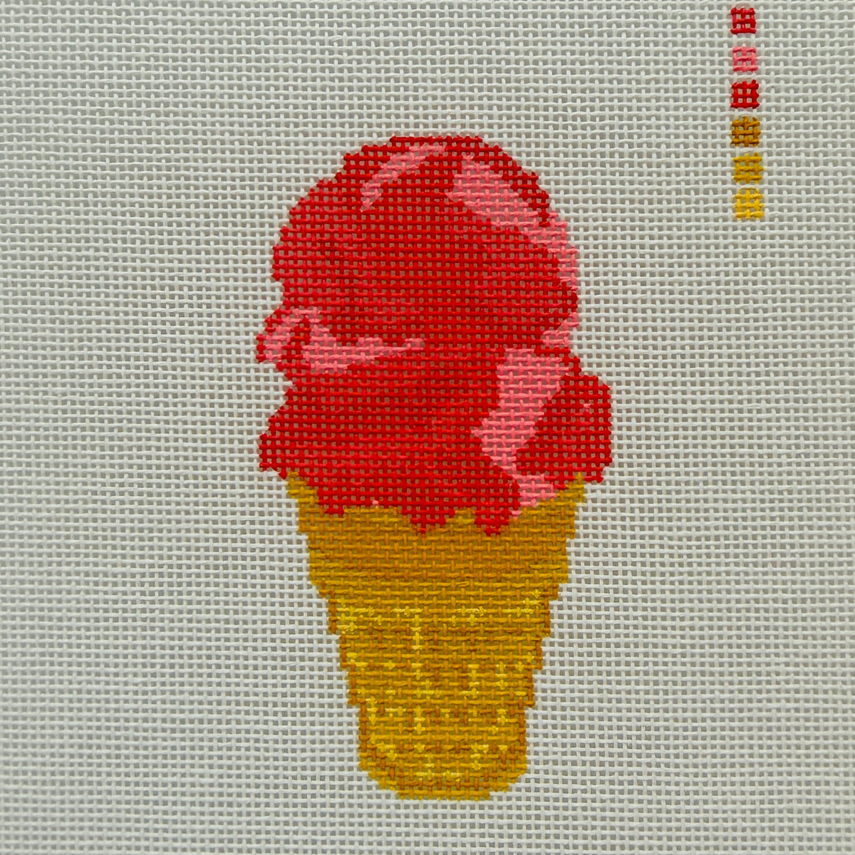 Pink Ice Cream Cone Needlepoint Canvas