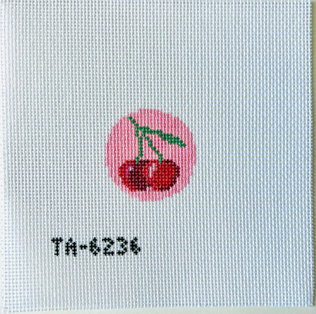 Pink Cherries Key Fob Insert Needlepoint Canvas