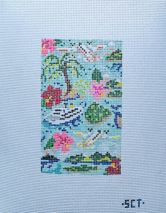 Island Getaway Passport Cover Insert Needlepoint Canvas
