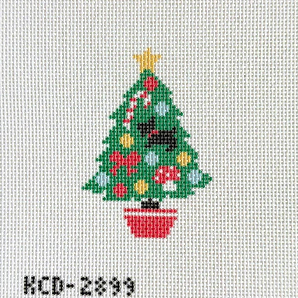 Christmas Tree with Scottie Dog Needlepoint Canvas