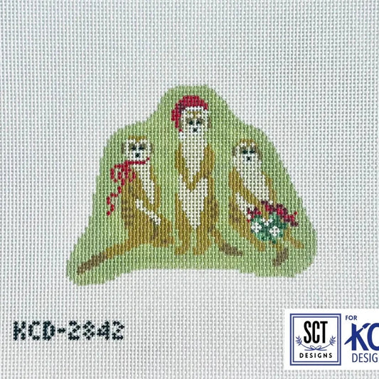 Holiday Meerkats Needlepoint Canvas
