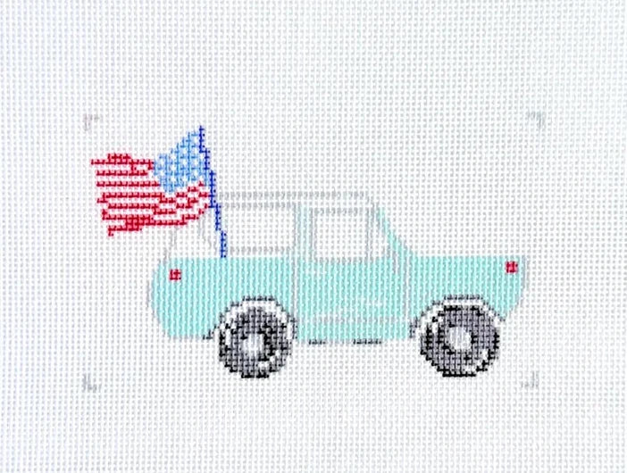 Bronco and Flag Needlepoint Canvas