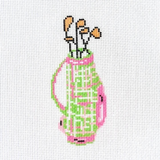 Green Plaid Golf Club Bag Needlepoint Canvas