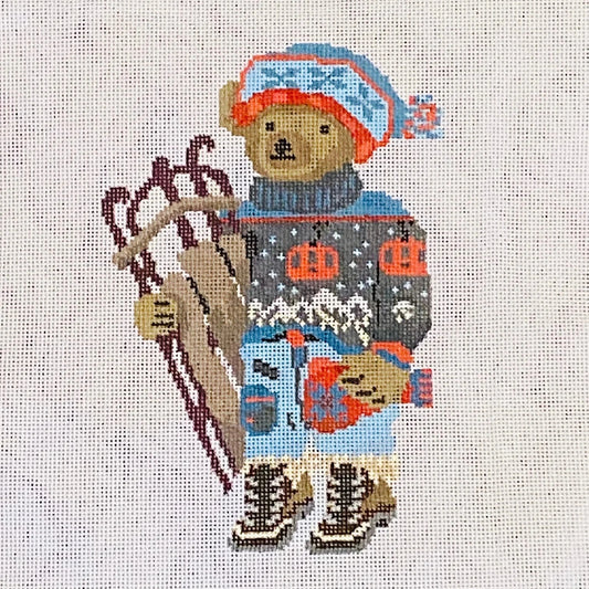 Large Sled Bear Needlepoint Canvas