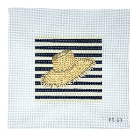 Straw Beach Hat Needlepoint Canvas