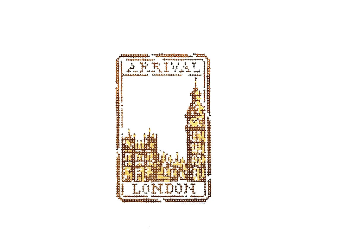 London Passport Stamp Needlepoint Canvas