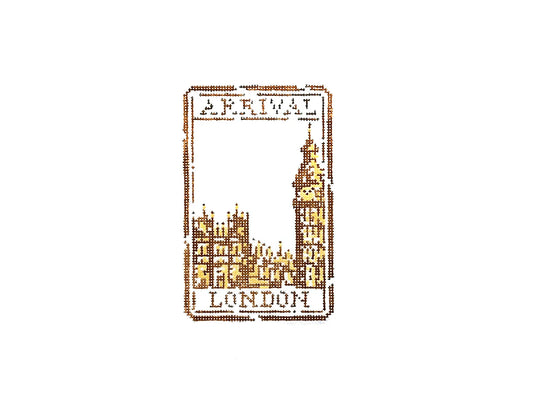 London Passport Stamp Needlepoint Canvas