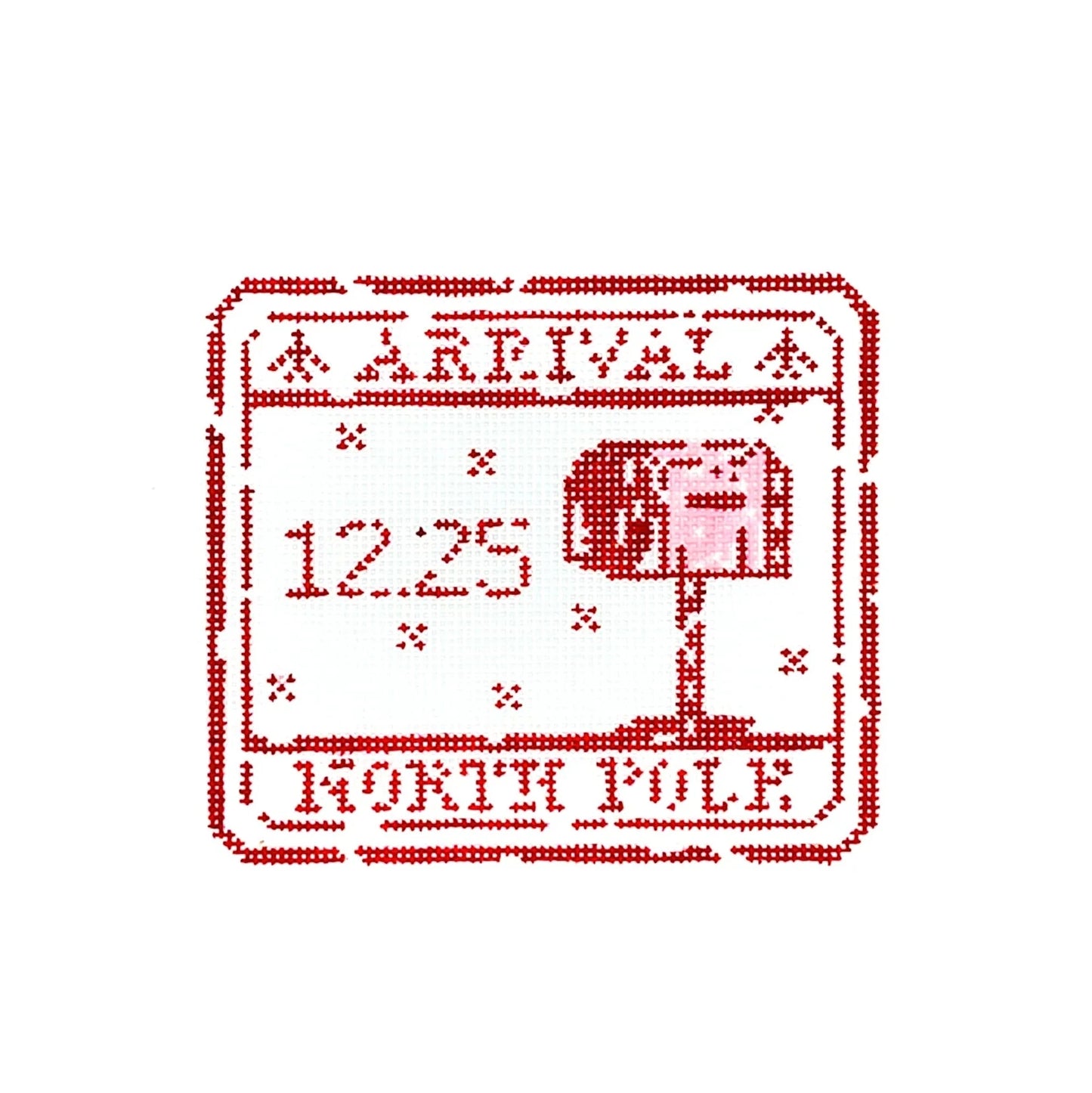 North Pole Passport Stamp Needlepoint Canvas